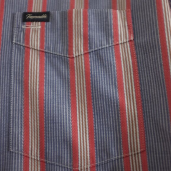 Faconnable blue red striped shirt size XL 100% cotton - Picture 2 of 13
